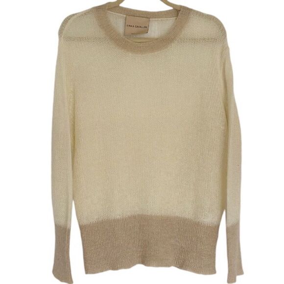 Erika Cavallini Italy Cream Tan Lightweight Crewneck Sweater Size Medium - Picture 1 of 9